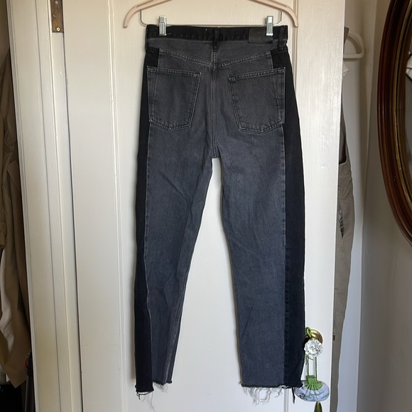 Mango High Rise Two-Tone Straight Leg Jeans - Picture 4 of 4